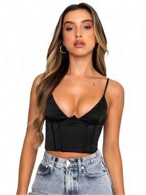 White Fox “Acacia” Bustier Top In Black Size Large Excellent Condition!